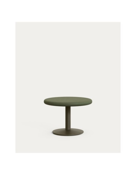 Mesa redonda de exterior Esilda con sobre de cemento verde Ø70cm y pie de acero verde Ø42x45cm - Kave Home