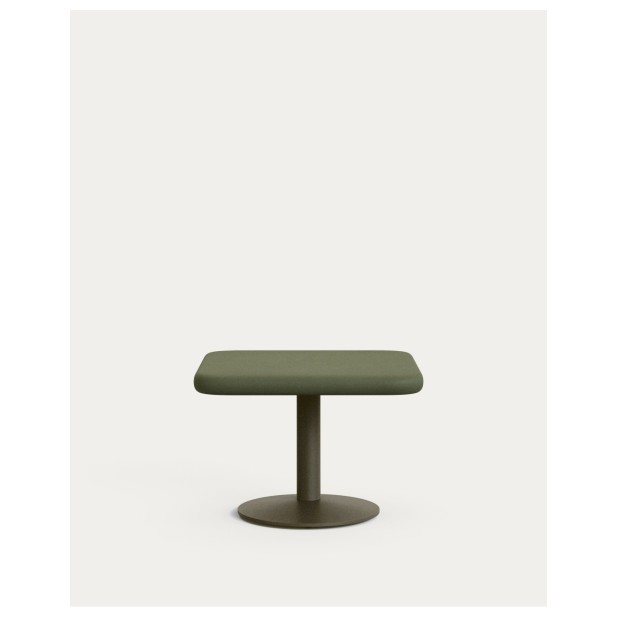 Mesa de exterior Esilda con sobre de cemento verde 70x70cm y pie de acero verde Ø42x45cm - Kave Home