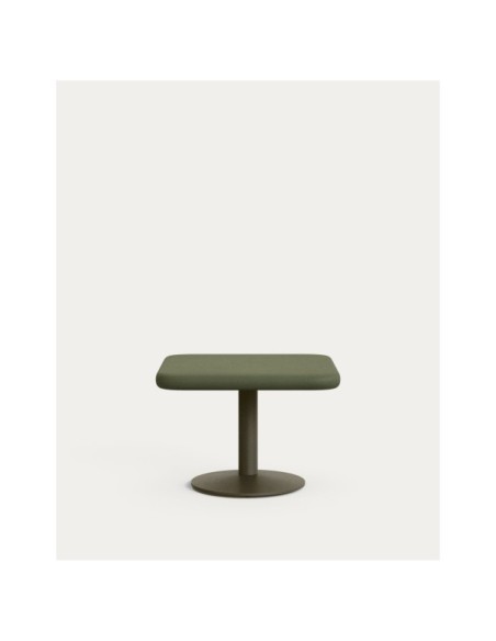 Mesa de exterior Esilda con sobre de cemento verde 70x70cm y pie de acero verde Ø42x45cm - Kave Home