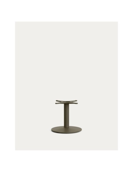 Mesa de exterior Esilda con sobre de cemento verde 70x70cm y pie de acero verde Ø42x45cm - Kave Home