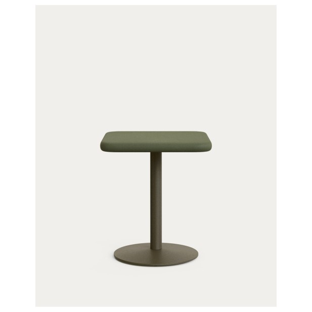 Mesa de exterior Esilda con sobre de cemento verde 70x70cm y pie de acero verde Ø55x72cm - Kave Home