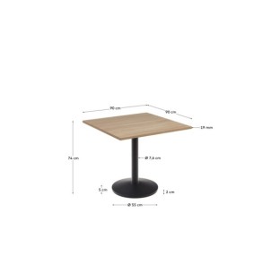 Mesa Esilda melamina acabado natural con pie de metal... 2