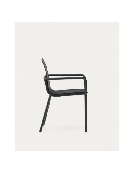 Silla de exterior apilable Galdana de aluminio con acabado pintado gris oscuro - Kave Home
