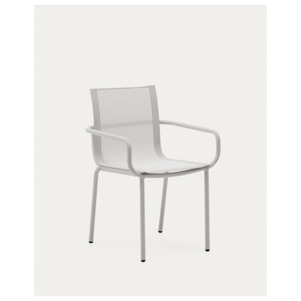 Silla de exterior apilable Galdana de aluminio con acabado pintado gris claro - Kave Home
