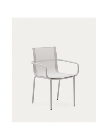 Silla de exterior apilable Galdana de aluminio con acabado pintado gris claro - Kave Home