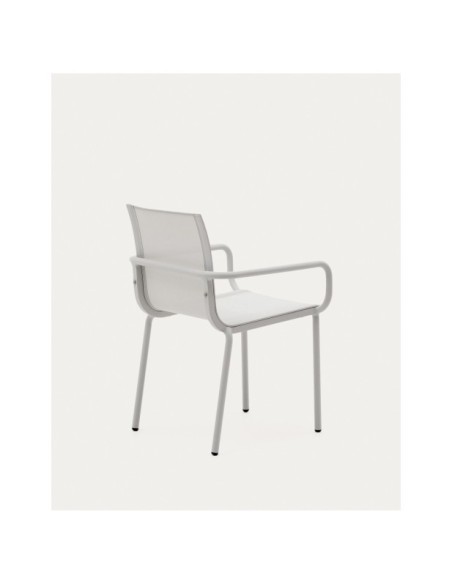 Silla de exterior apilable Galdana de aluminio con acabado pintado gris claro - Kave Home