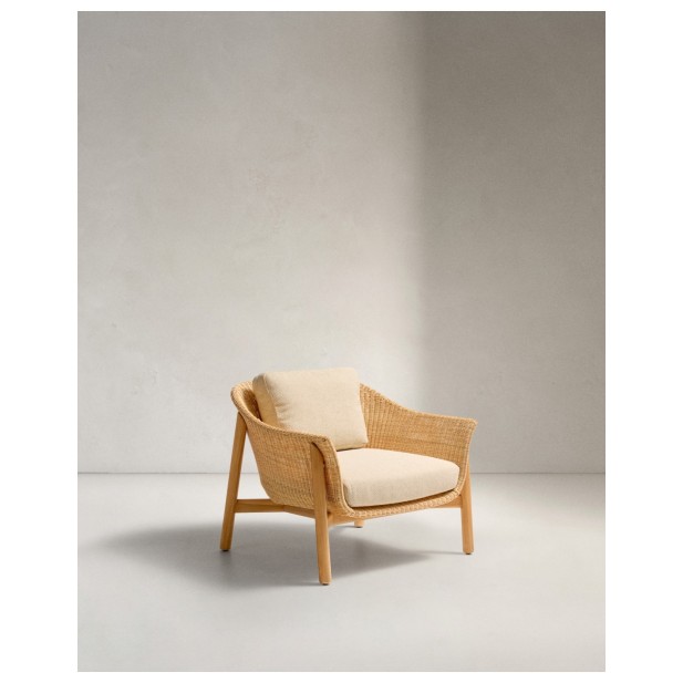 Butaca Galea de madera maciza de teca y ratán sintético FSC 100% - Kave Home