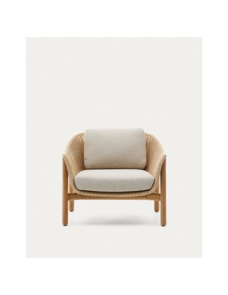 Butaca Galea de madera maciza de teca y ratán sintético FSC 100% - Kave Home