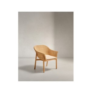 Silla Galea de madera maciza de teca y ratán sintético...