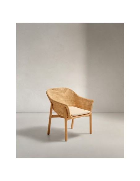 Silla Galea de madera maciza de teca y ratán sintético FSC 100% - Kave Home