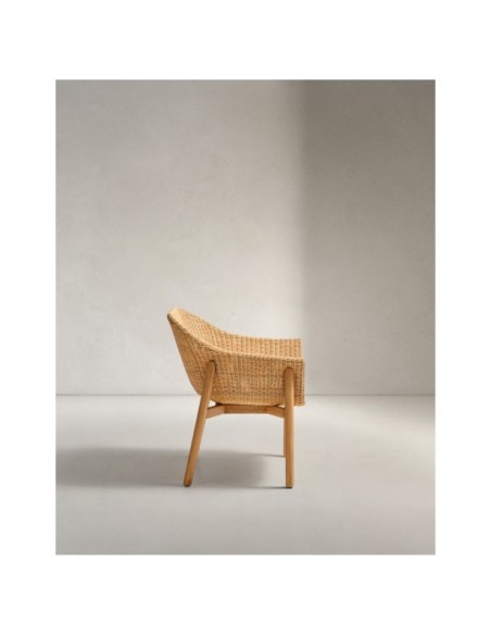 Silla Galea de madera maciza de teca y ratán sintético FSC 100% - Kave Home