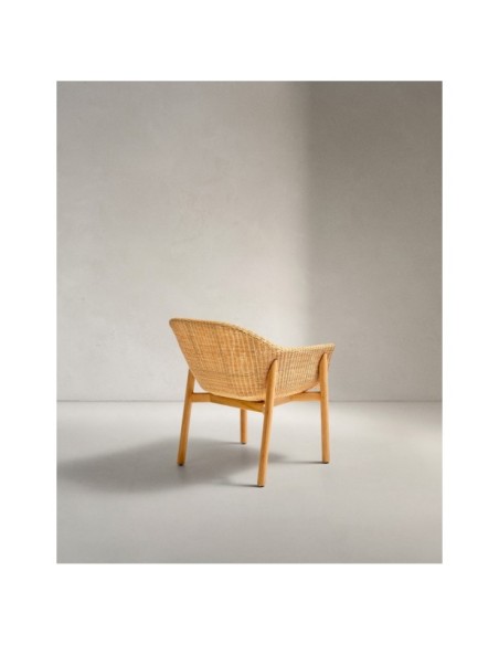 Silla Galea de madera maciza de teca y ratán sintético FSC 100% - Kave Home