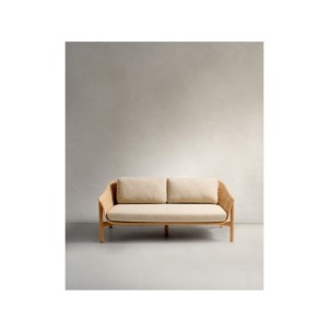 Sofá Galea de 2 plazas de madera maciza de teca y ratán...