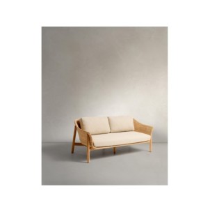 Sofá Galea de 2 plazas de madera maciza de teca y ratán... 2