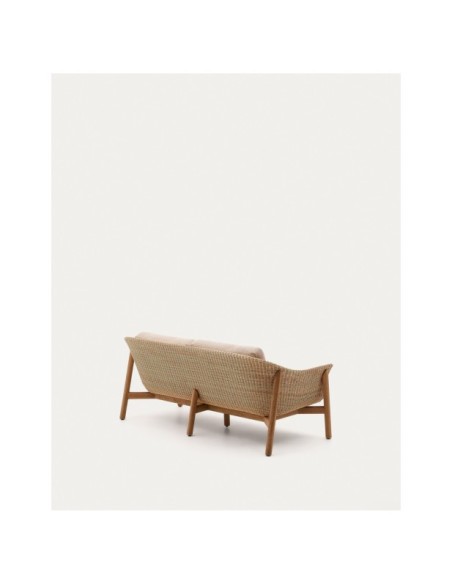 Sofá Galea de 2 plazas de madera maciza de teca y ratán sintético 170,5 cm FSC 100% - Kave Home