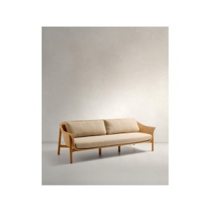 Sofá Galea de 3 plazas de madera maciza de teca y ratán... 2