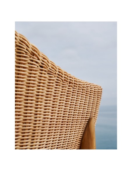 Taburete Galea de madera maciza de teca y ratán sintético 65 cm FSC 100% - Kave Home