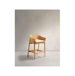 Taburete Galea de madera maciza de teca y ratán sintético...