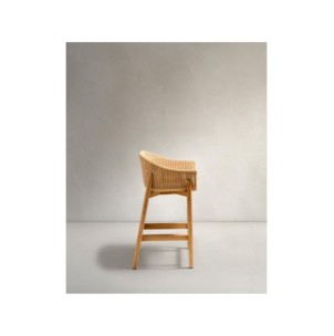 Taburete Galea de madera maciza de teca y ratán sintético... 2