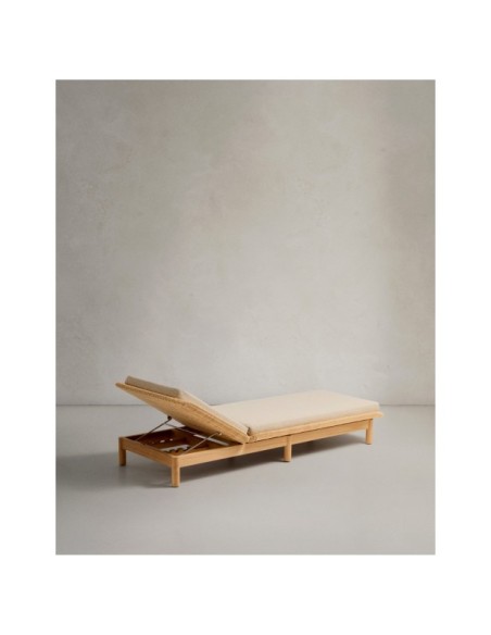 Tumbona Galea de madera maciza de teca y ratán sintético FSC 100% - Kave Home