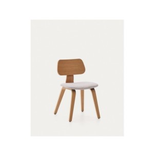 Silla Gena chenilla beige estructura de chapa de roble y...