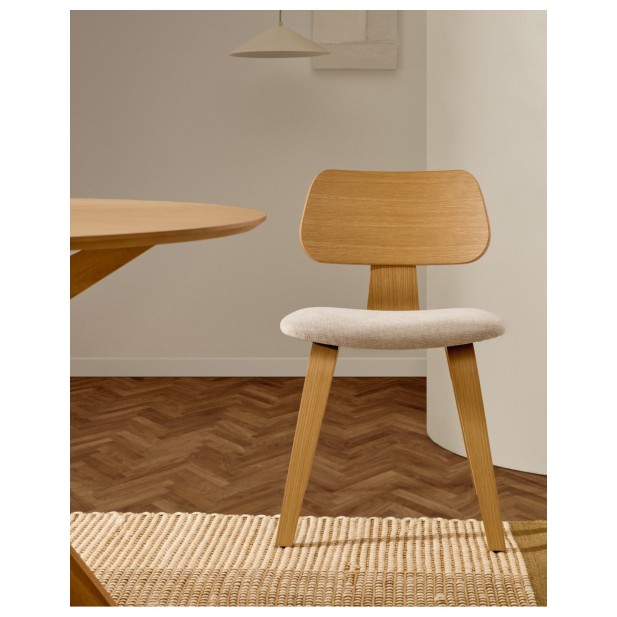 Silla Gena chenilla beige estructura... Silla Gena chenilla beige estructura...