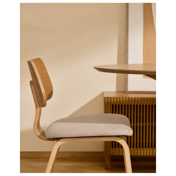 Silla Gena chenilla beige estructura... Silla Gena chenilla beige estructura...