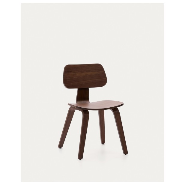 Silla Gena de chapa de nogal y madera de caucho - Kave Home