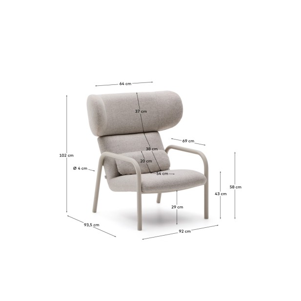 Butaca Inari beige y acero acabado...