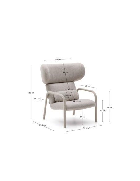 Butaca Inari beige y acero acabado pintado beige FSC Mix Credit - Kave Home