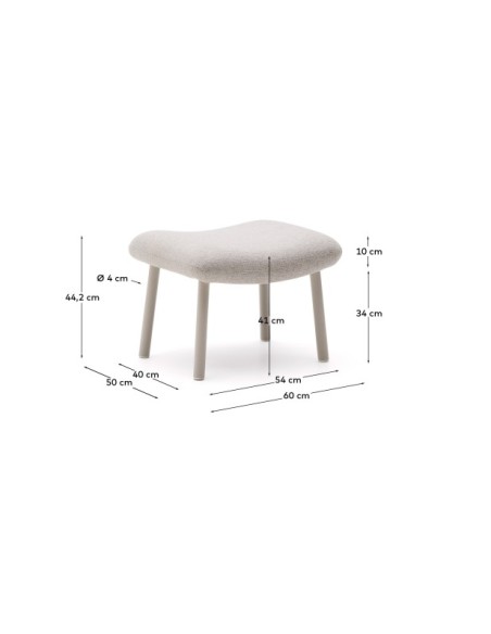 Reposapiés Inari beige y acero acabado pintado beige 60 x 50 cm FSC Mix Credit - Kave Home