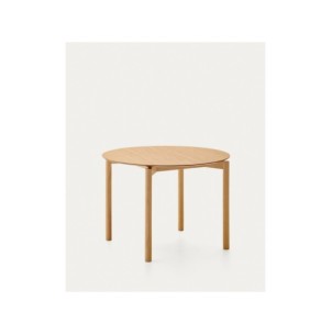 Mesa redonda Indara de chapa de fresno y madera maciza de...