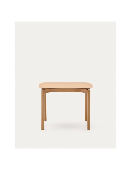 Mesa cuadrada Indara de chapa de fresno y madera maciza de caucho con acabado tono natural 100 x 100 cm - Kave Home