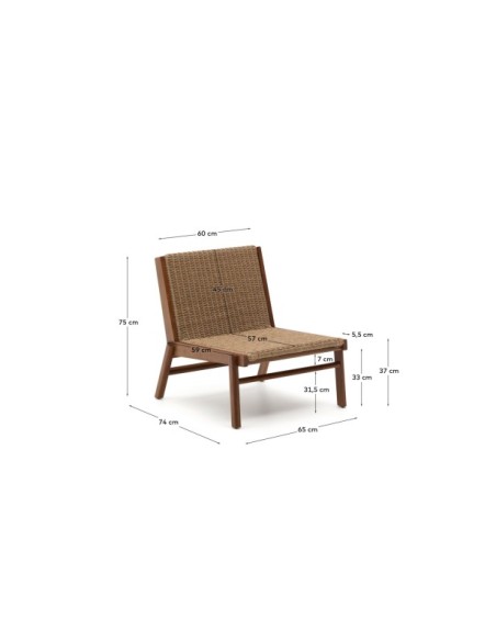 Sillón Itani de madera maciza de acacia y ratán sintético FSC 100% - Kave Home