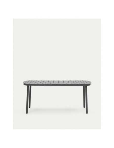 Mesa de exterior Joncols de aluminio con acabado pintado gris 180 x 90 cm - Kave Home