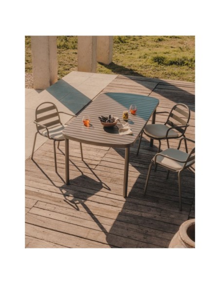 Mesa de exterior Joncols de aluminio con acabado pintado gris 180 x 90 cm - Kave Home