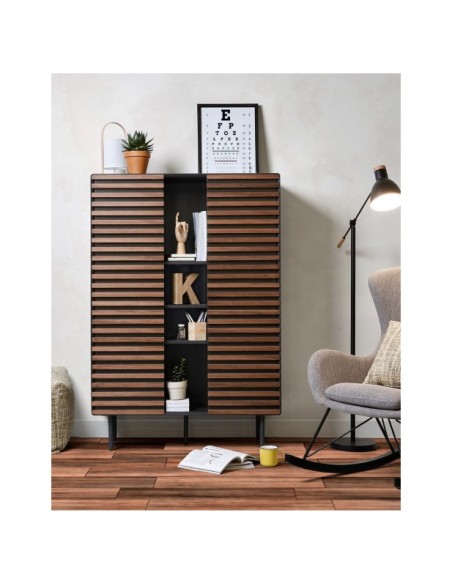 Aparador alto Kesia con chapa de nogal 105 x 155 cm - Kave Home