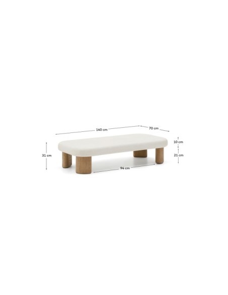Mesa de centro Labra de cemento y madera de acacia 140 x 70 cm - Kave Home