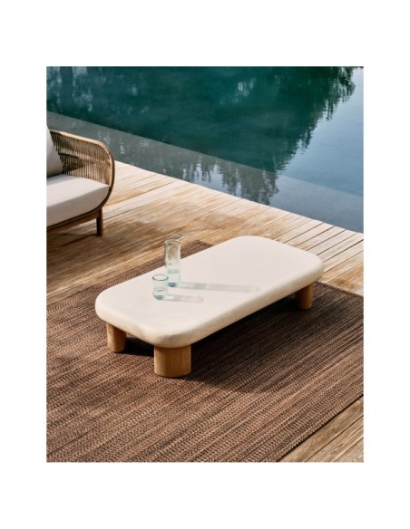 Mesa de centro Labra de cemento y madera de acacia 140 x 70 cm - Kave Home