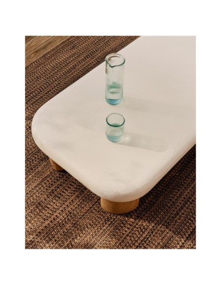 Mesa de centro Labra de cemento y madera de acacia 140 x 70 cm - Kave Home