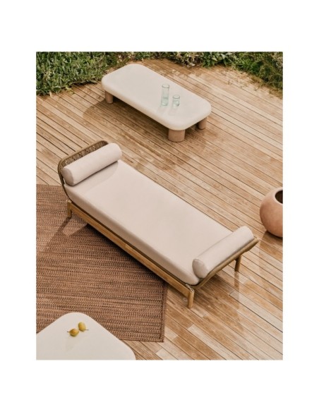 Mesa de centro Labra de cemento y madera de acacia 140 x 70 cm - Kave Home