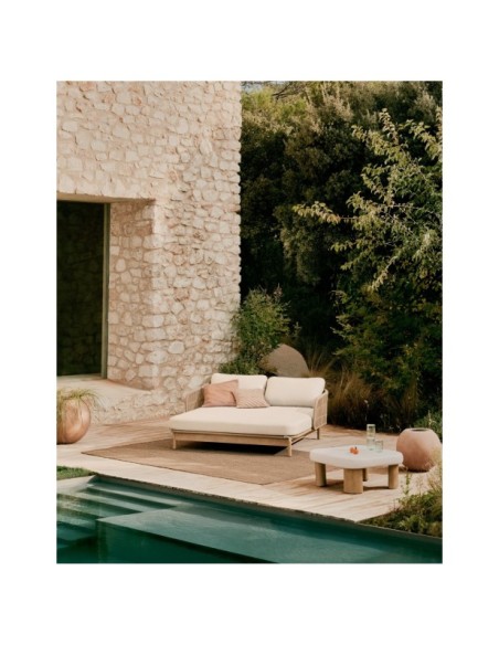 Mesa de centro Labra de cemento y madera de acacia 80 x 80 cm - Kave Home