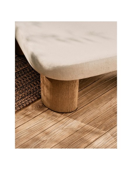 Mesa de centro Labra de cemento y madera de acacia 80 x 80 cm - Kave Home