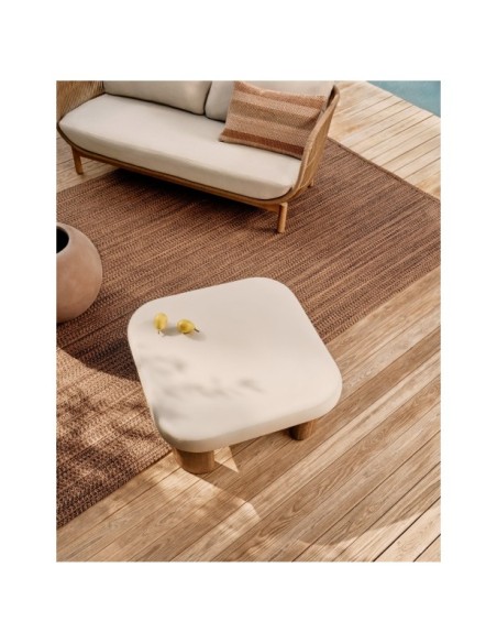 Mesa de centro Labra de cemento y madera de acacia 80 x 80 cm - Kave Home