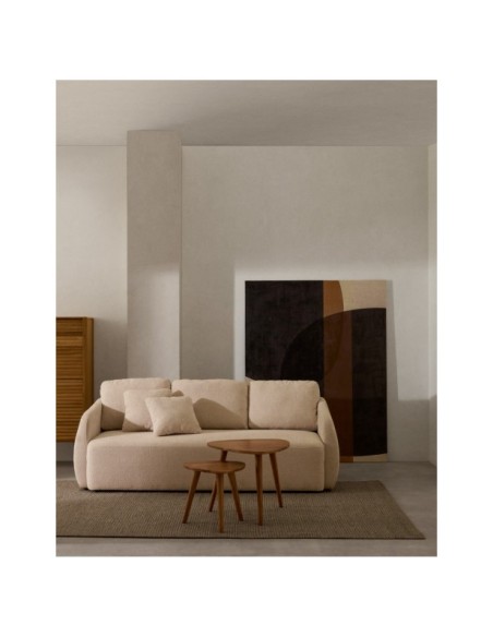 Sofá cama Laira 3 plazas de chenilla crudo 225 cm FSC Mix Credit - Kave Home