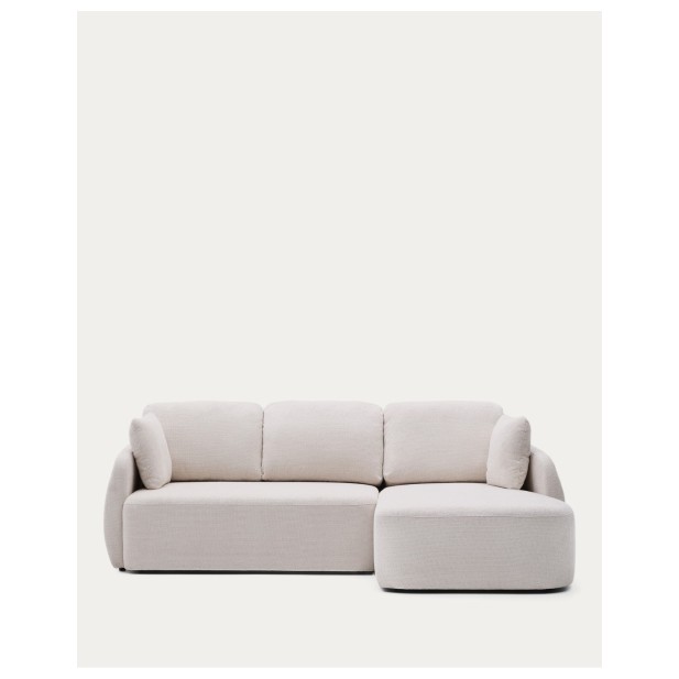 Sofá cama Laira 3 plazas de chenilla con chaise longue derecha crudo 246 cm FSC Mix Credit - Kave Home