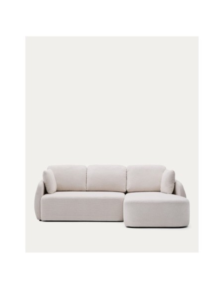 Sofá cama Laira 3 plazas de chenilla con chaise longue derecha crudo 246 cm FSC Mix Credit - Kave Home