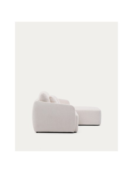 Sofá cama Laira 3 plazas de chenilla con chaise longue derecha crudo 246 cm FSC Mix Credit - Kave Home