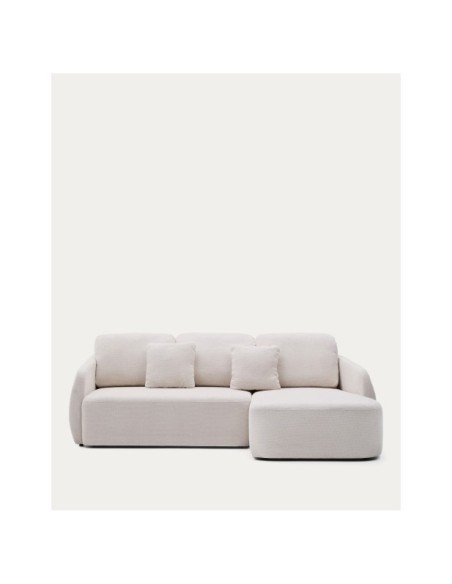 Sofá cama Laira 3 plazas de chenilla con chaise longue derecha crudo 246 cm FSC Mix Credit - Kave Home