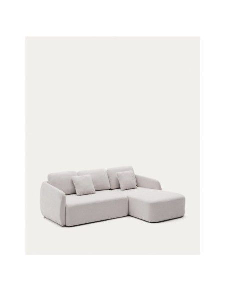 Sofá cama Laira 3 plazas de chenilla con chaise longue derecha crudo 246 cm FSC Mix Credit - Kave Home